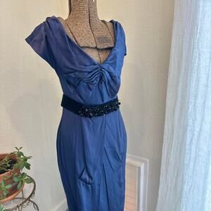 Prada Women’s Small Gown Blue Silk Velvet Evening Dress Pre-Fall 2009 Rare